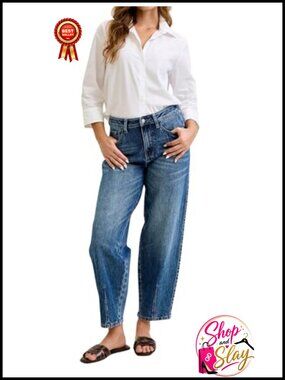 High Waisted Rigid Magic Barrel Jeans with Dart Detailing